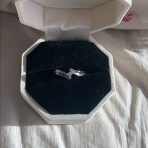 14K White Gold Over 925 Sterling Silver Ring Sz 7